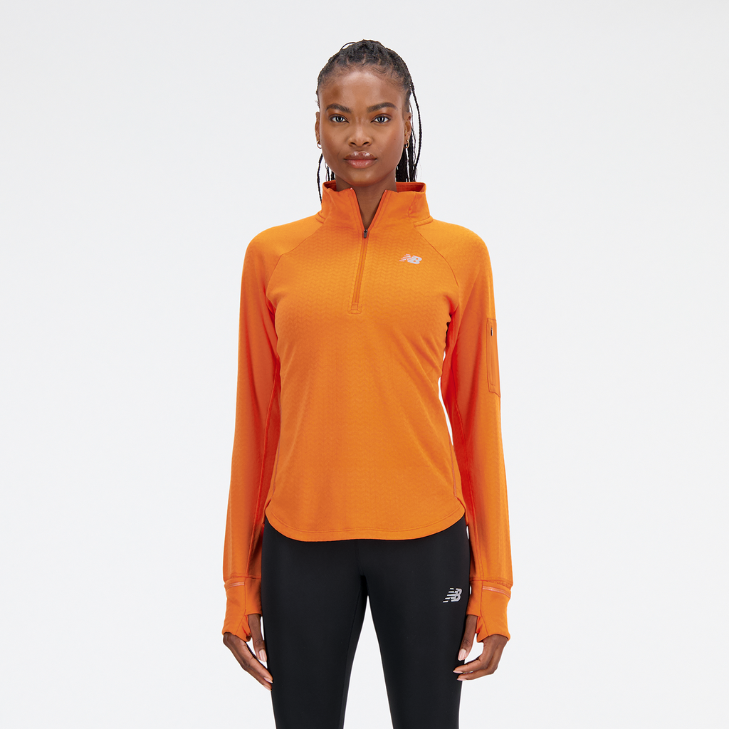 New Balance W NB Heat Grid Half Zip in ORANGE