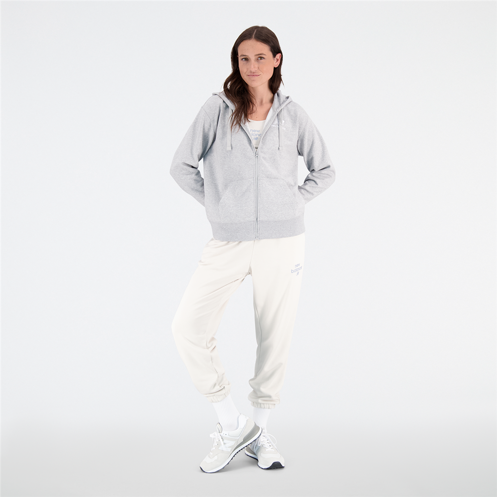 W Essentials Stacked Logo Full Zip Hoodie athletic grey model_bild_brandshop