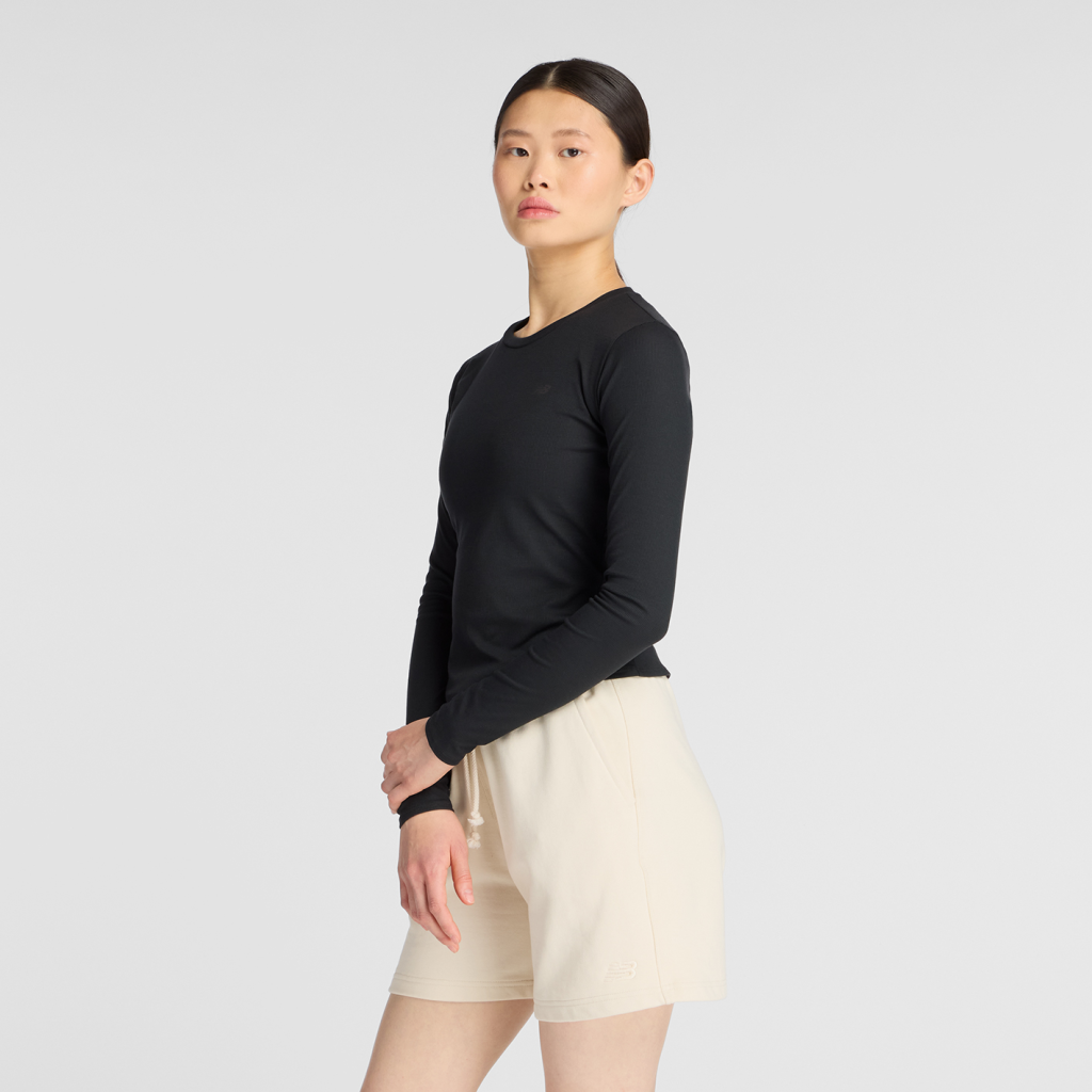 New Balance W Micro-Rib Long Sleeve in SCHWARZ