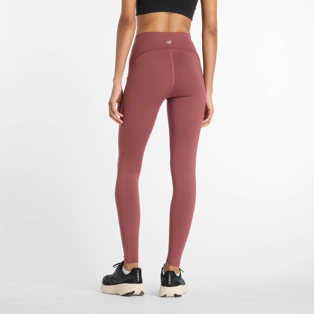 New Balance W NB Sleek Pocket High Rise Legging 27" in ROT