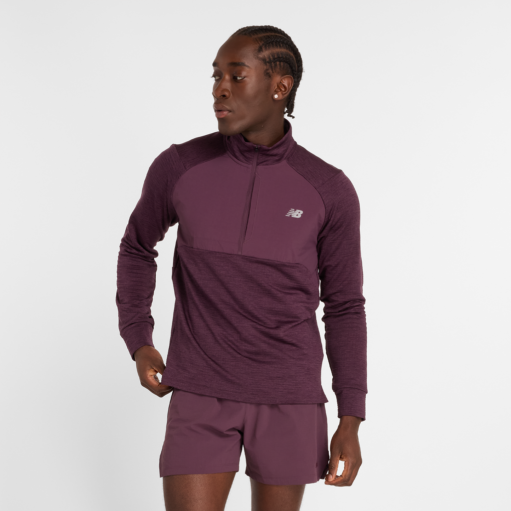 Athletics Heat Grid 1/2 Zip plum brown Hauptbild_brandshop