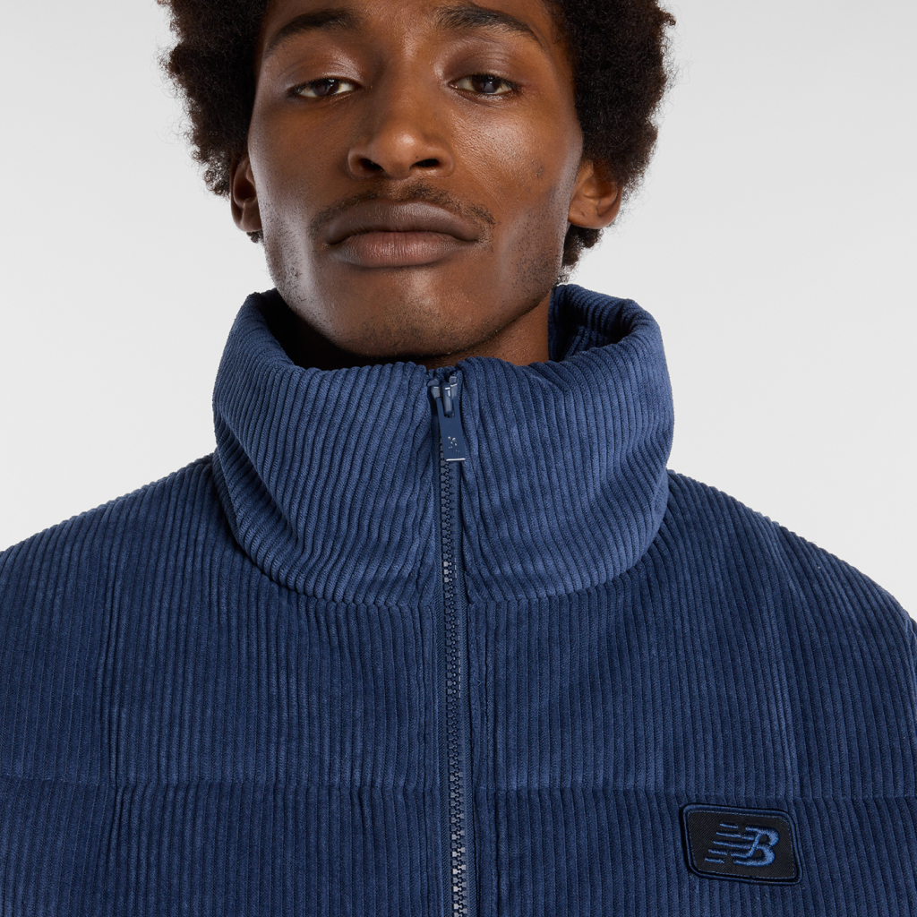 New Balance Corduroy Puffer Jacket in BLAU