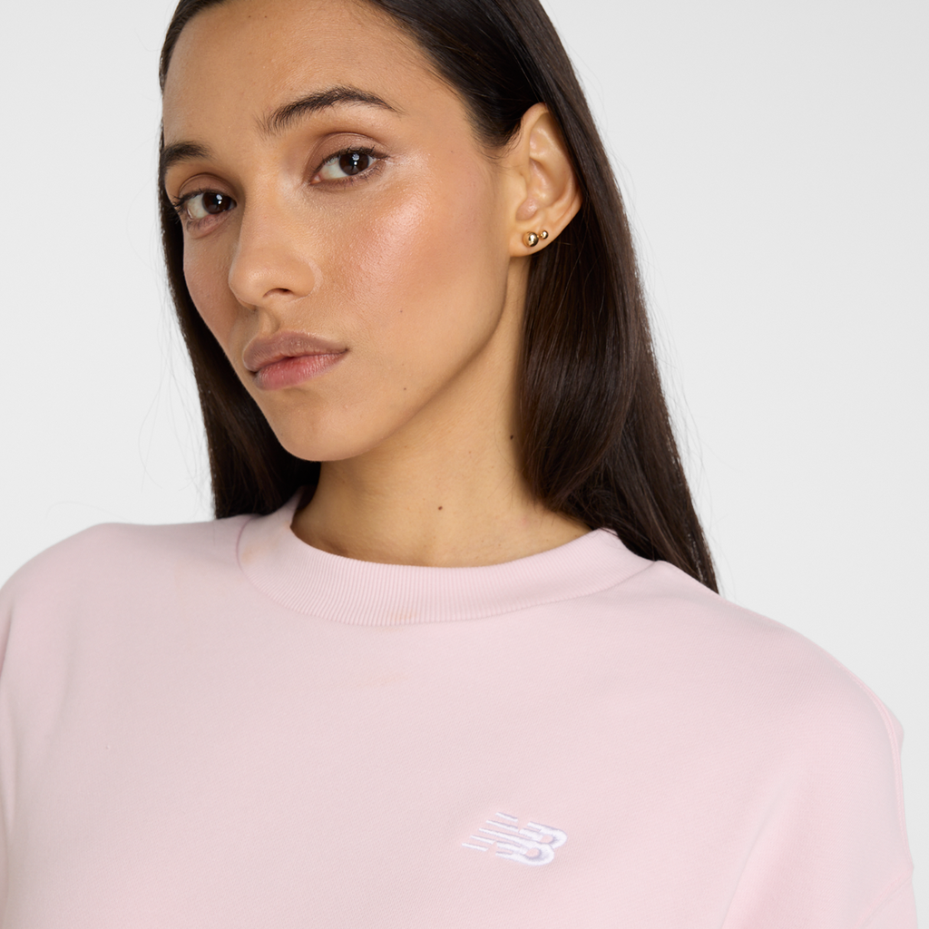 New Balance W Sport Essentials French Terry Small Logo Crew in PINK