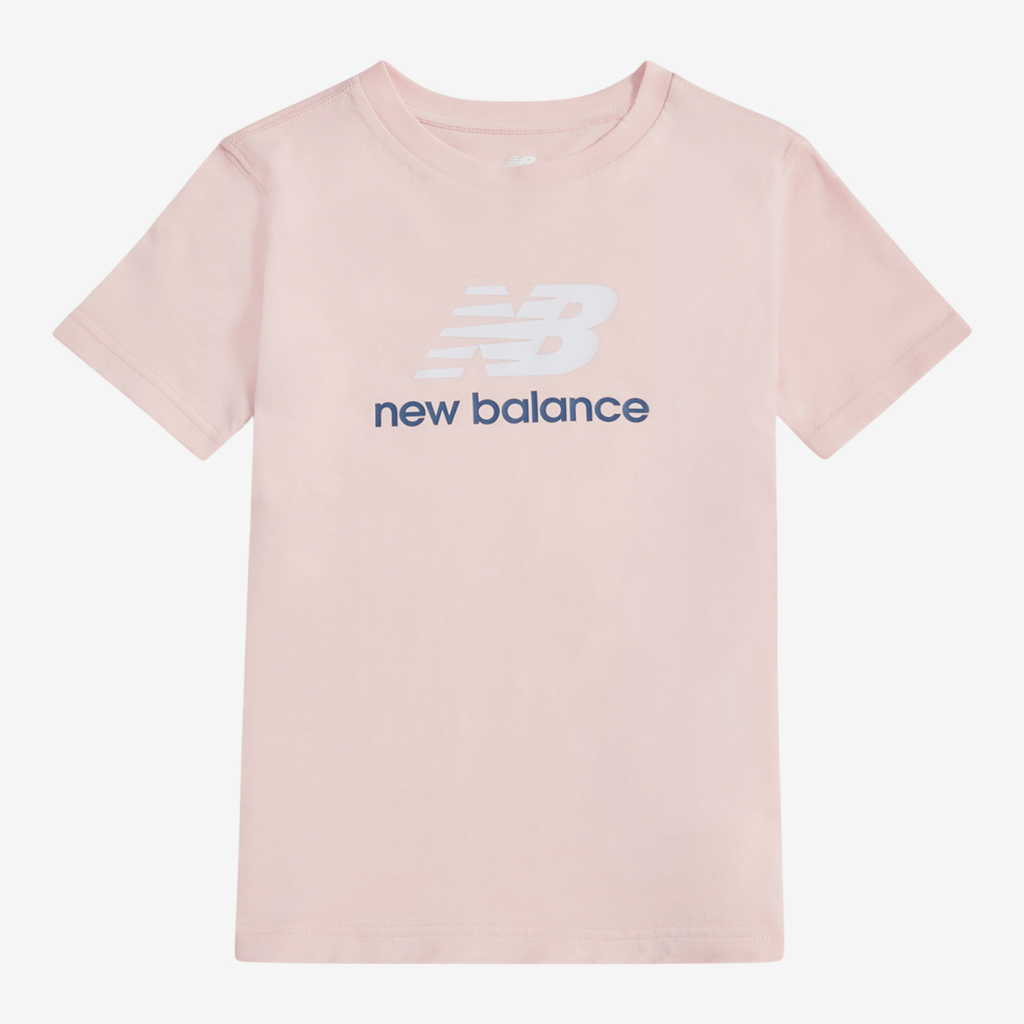 New Balance G NEW BALANCE JERSEY STACKED LOGO TEE in PINK