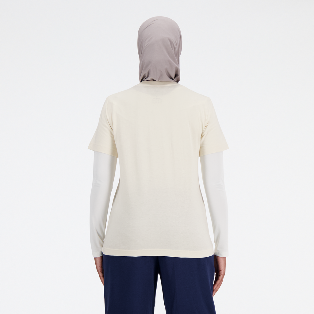 New Balance W Sport Essentials Jersey Logo T-Shirt in BEIGE