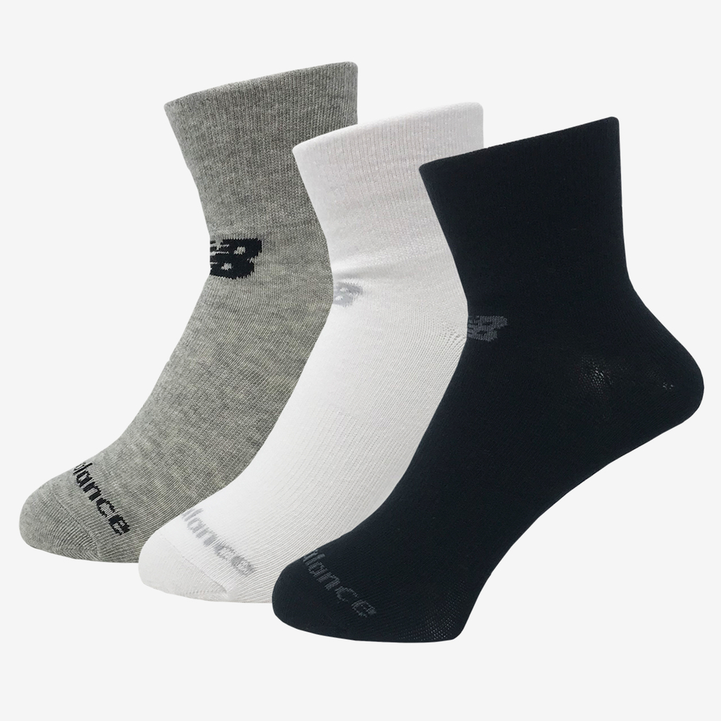 New Balance NB PF Cotton Flat Knit Ankle Socks 3 Pair in WEISS