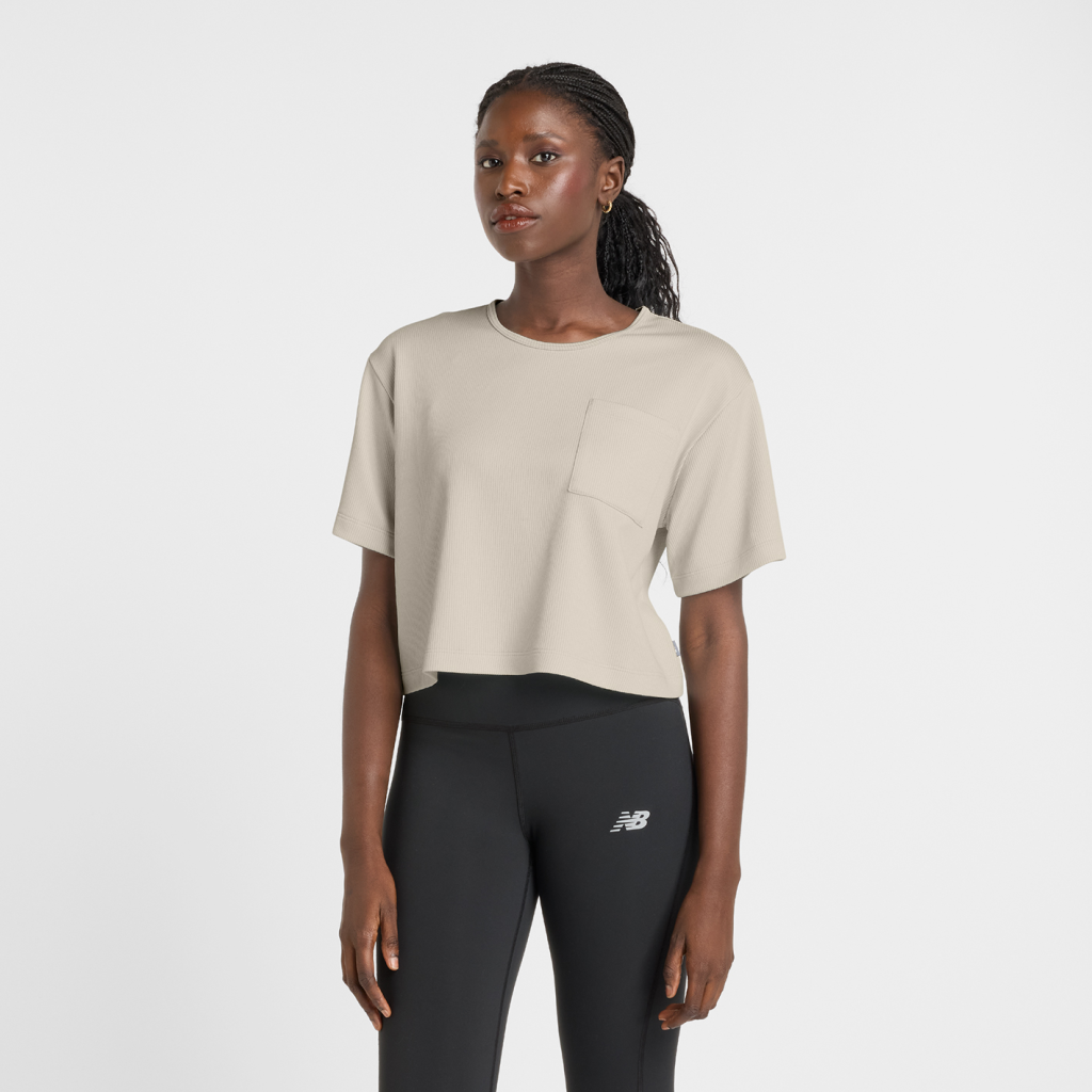 New Balance Novelty Rib T-Shirt in BRAUN