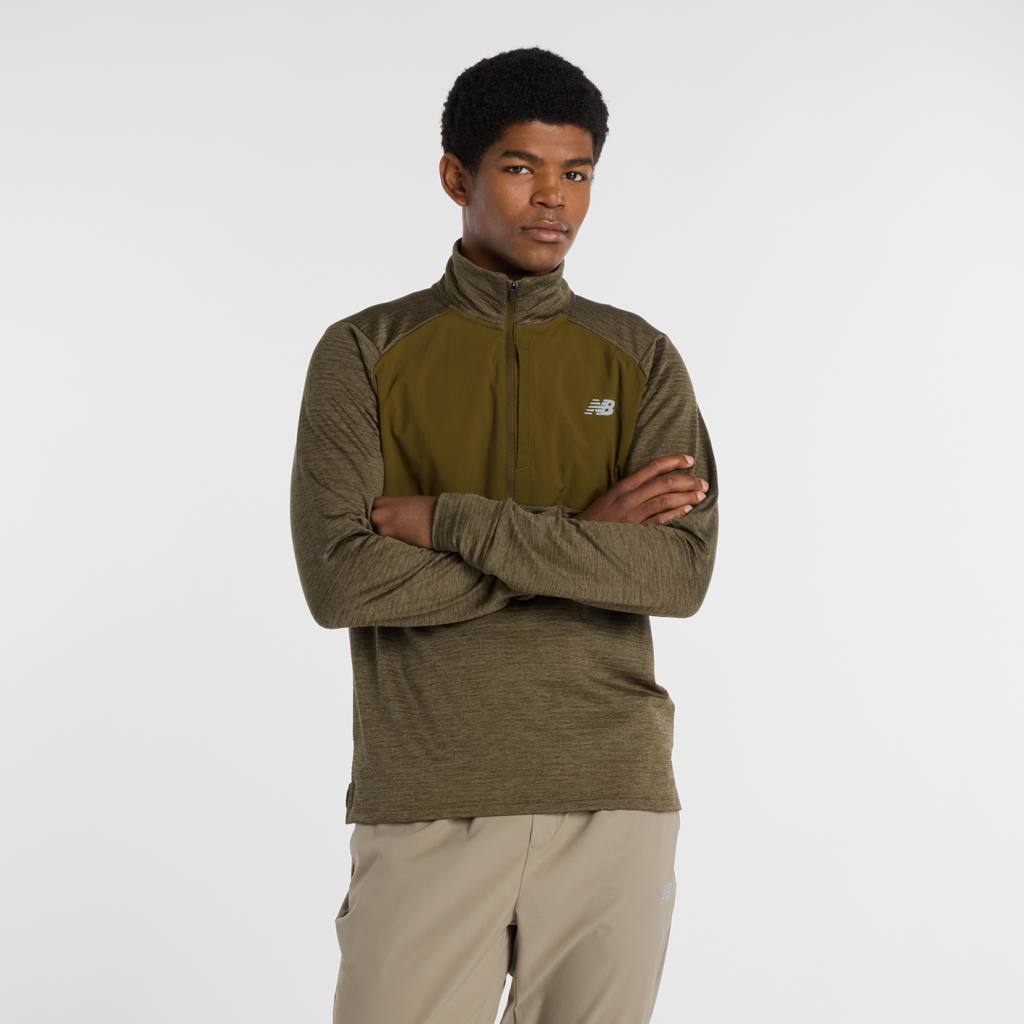 New Balance Athletics Heat Grid 1/2 Zip in BRAUN