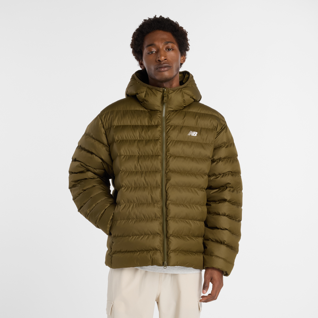New Balance Hooded Puffer Jacket in GRÜN