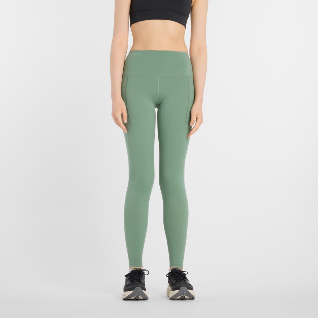 New Balance W NB Sleek Pocket High Rise Legging 27" in GRÜN