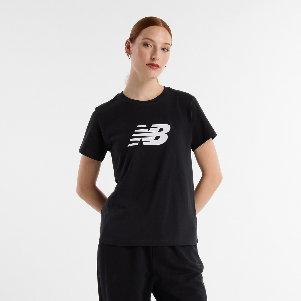 New Balance W Sport Jersey Logo T-Shirt in SCHWARZ