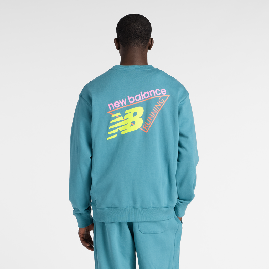 New Balance Classic Tri-Logo French Terry Crew in BLAU