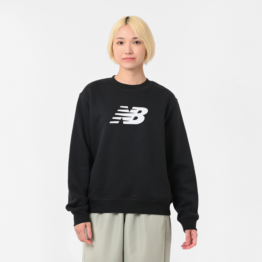 New Balance W Sport Fleece Logo Crew in SCHWARZ