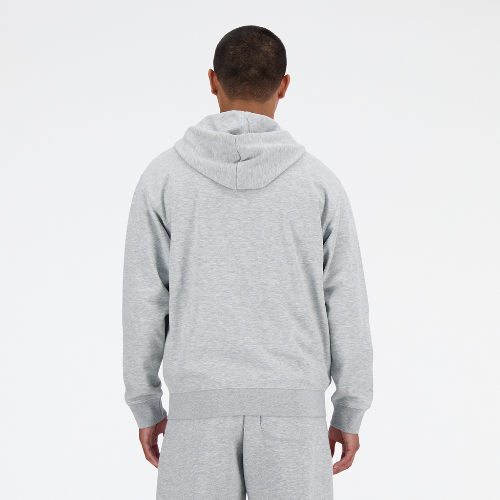 New Balance Stacked Logo French Terry FZ Hoodie athletic grey model_bild_back_brandshop