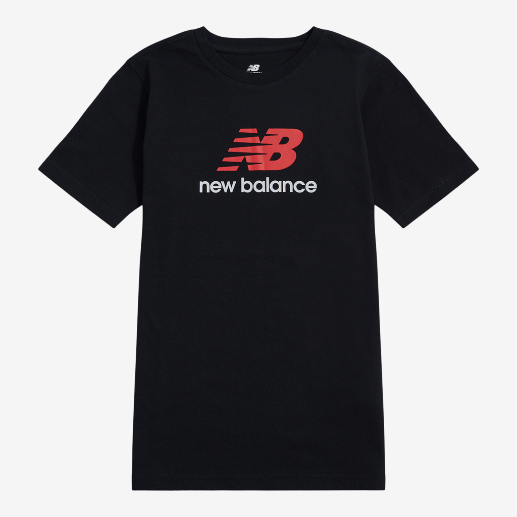 New Balance B NEW BALANCE JERSEY STACKED LOGO TEE in SCHWARZ