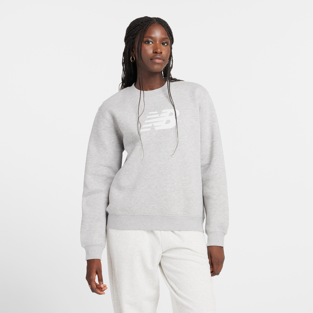 New Balance W Sport Fleece Logo Crew in GRAU