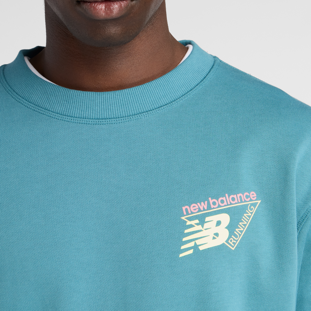 New Balance Classic Tri-Logo French Terry Crew in BLAU