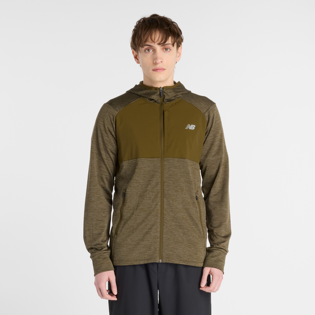 New Balance Heat Grid Hooded Full Zip in BRAUN