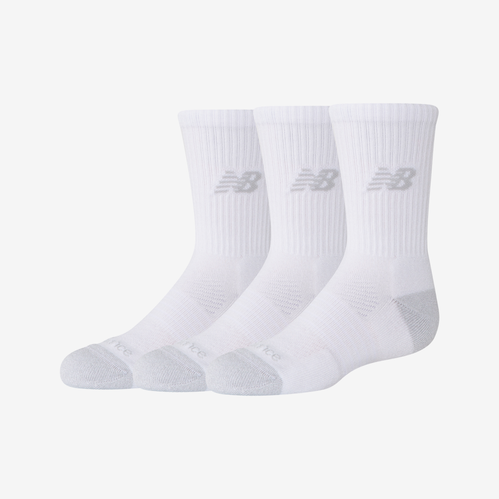 New Balance Youth Active Crew Socks 3 Pack in WEISS