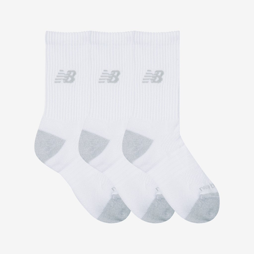 New Balance Youth Active Crew Socks 3 Pack in WEISS
