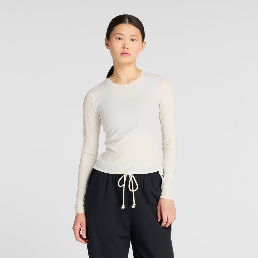 New Balance W Micro-Rib Long Sleeve in GRAU