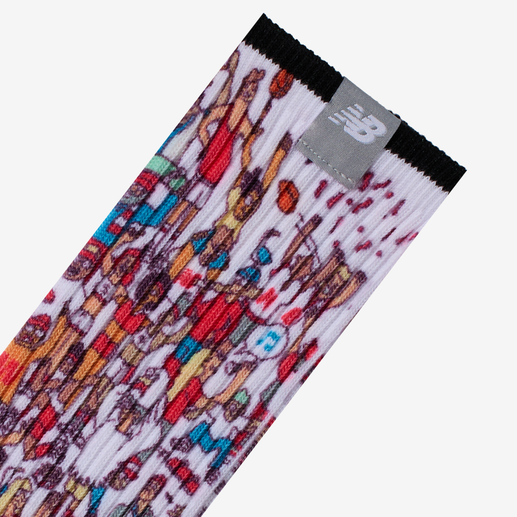 New Balance Digital Print Crew Socks 1 Pair in WEISS