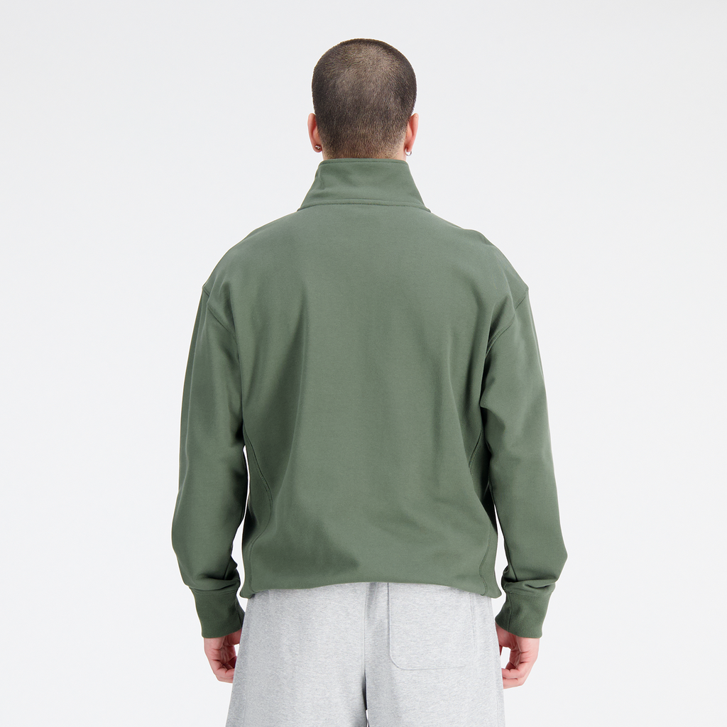 Athletics Remastered 1/4 Zip deep olive green model_bild_back_brandshop