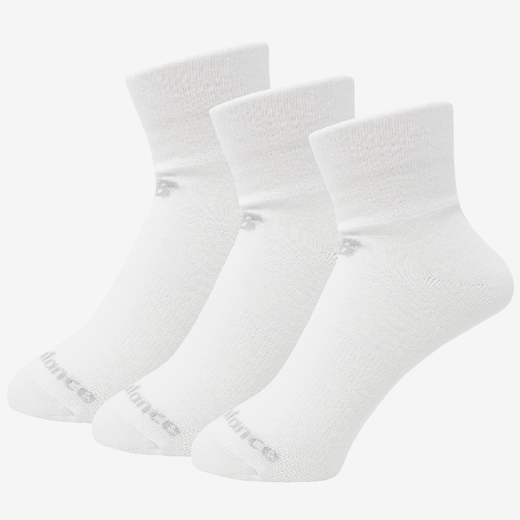 New Balance NB PF Cotton Flat Knit Ankle Socks 3 Pair in WEISS