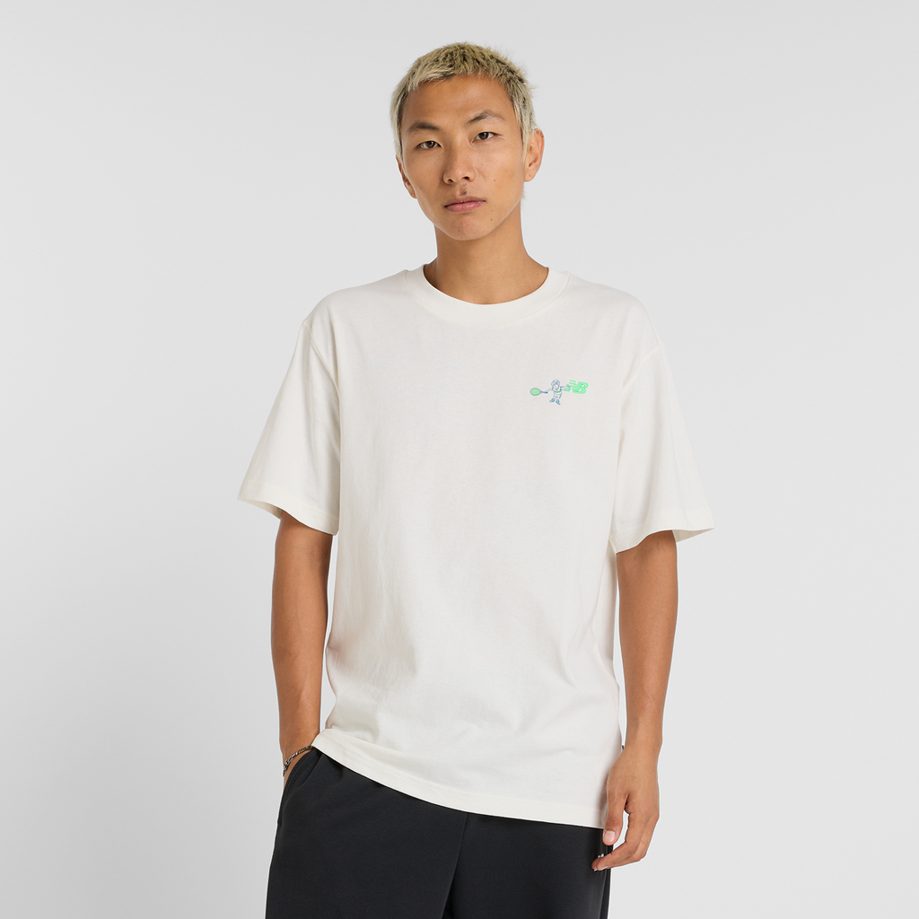 New Balance Athletics Tennis Cartoon T-Shirt in WEISS