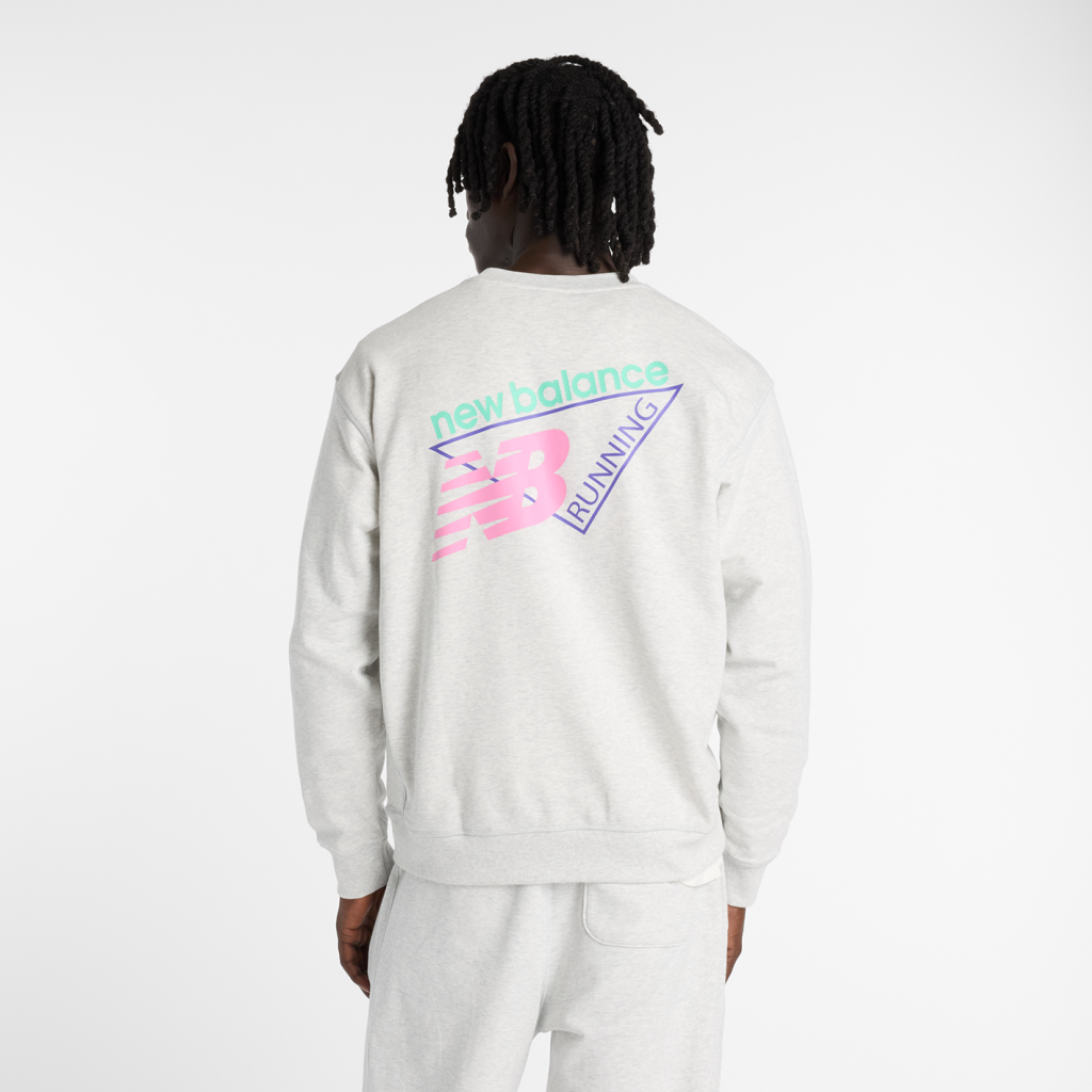New Balance Classic Tri-Logo French Terry Crew in GRAU