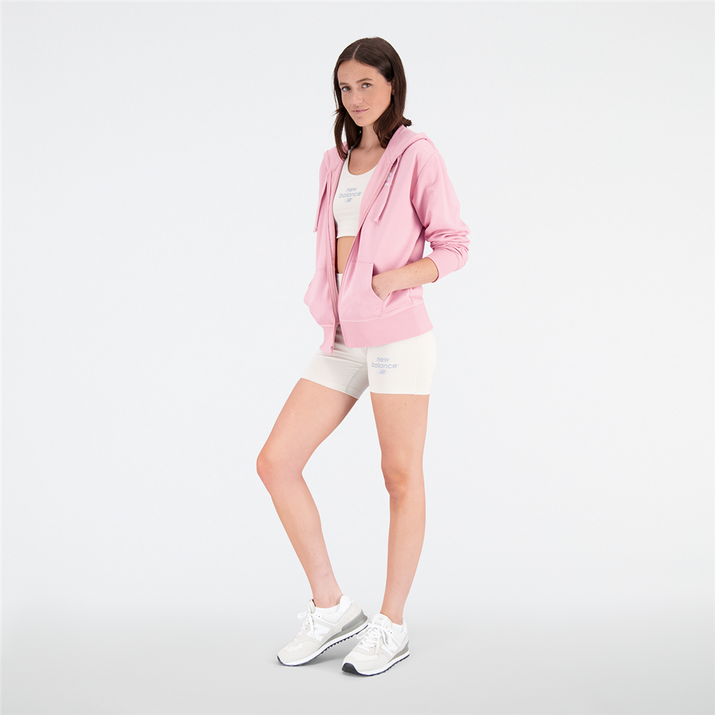 W Essentials Stacked Logo Full Zip Hoodie hazy rose model_bild_brandshop