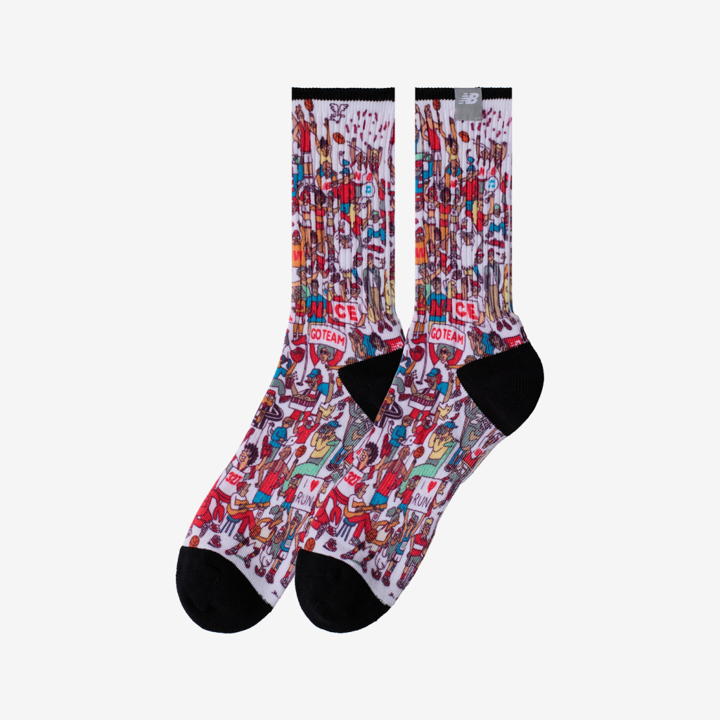 New Balance Digital Print Crew Socks 1 Pair in WEISS