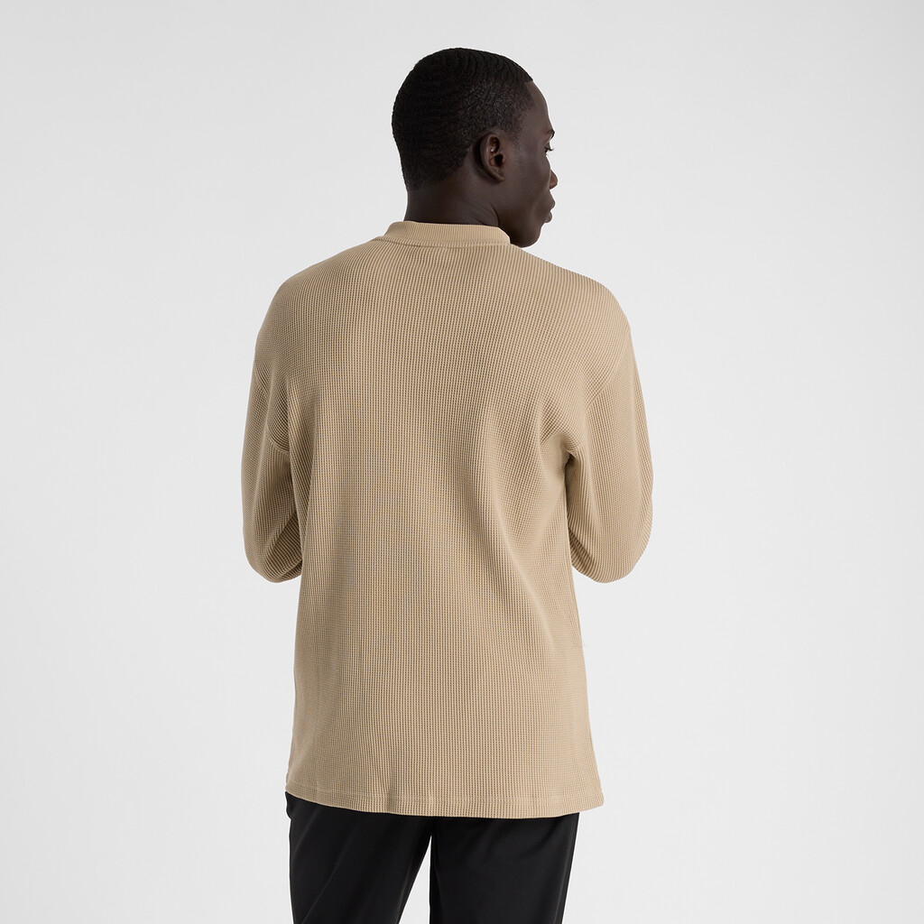 New Balance - Waffle Knit Long Sleeve Henley - stoneware