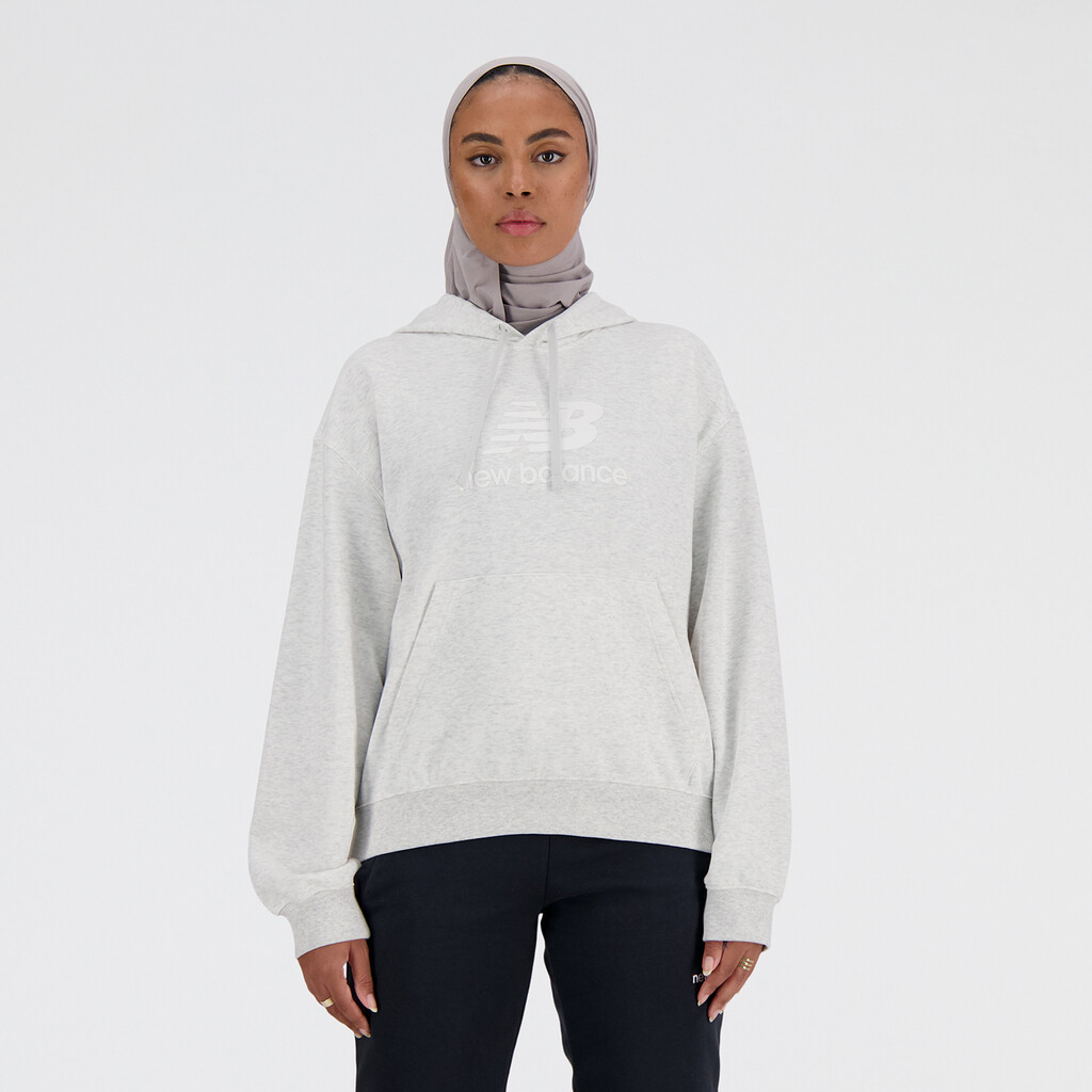 New Balance - W Sport Essentials French Terry Stacked Logo Hoodie - ash heather