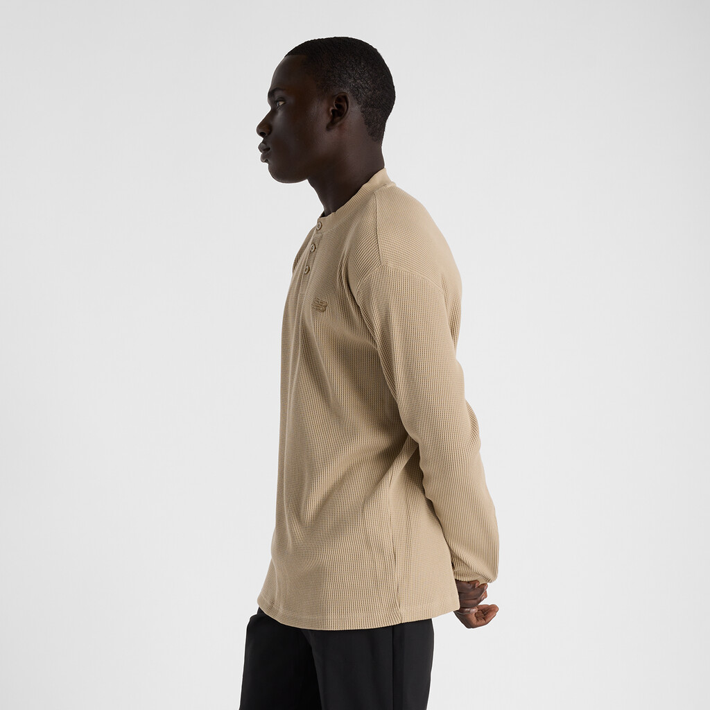 New Balance - Waffle Knit Long Sleeve Henley - stoneware