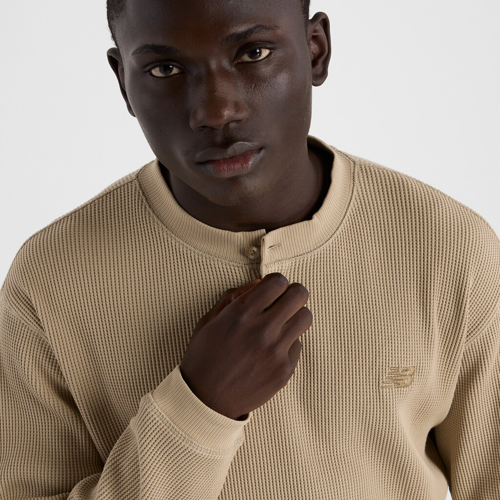 New Balance - Waffle Knit Long Sleeve Henley - stoneware