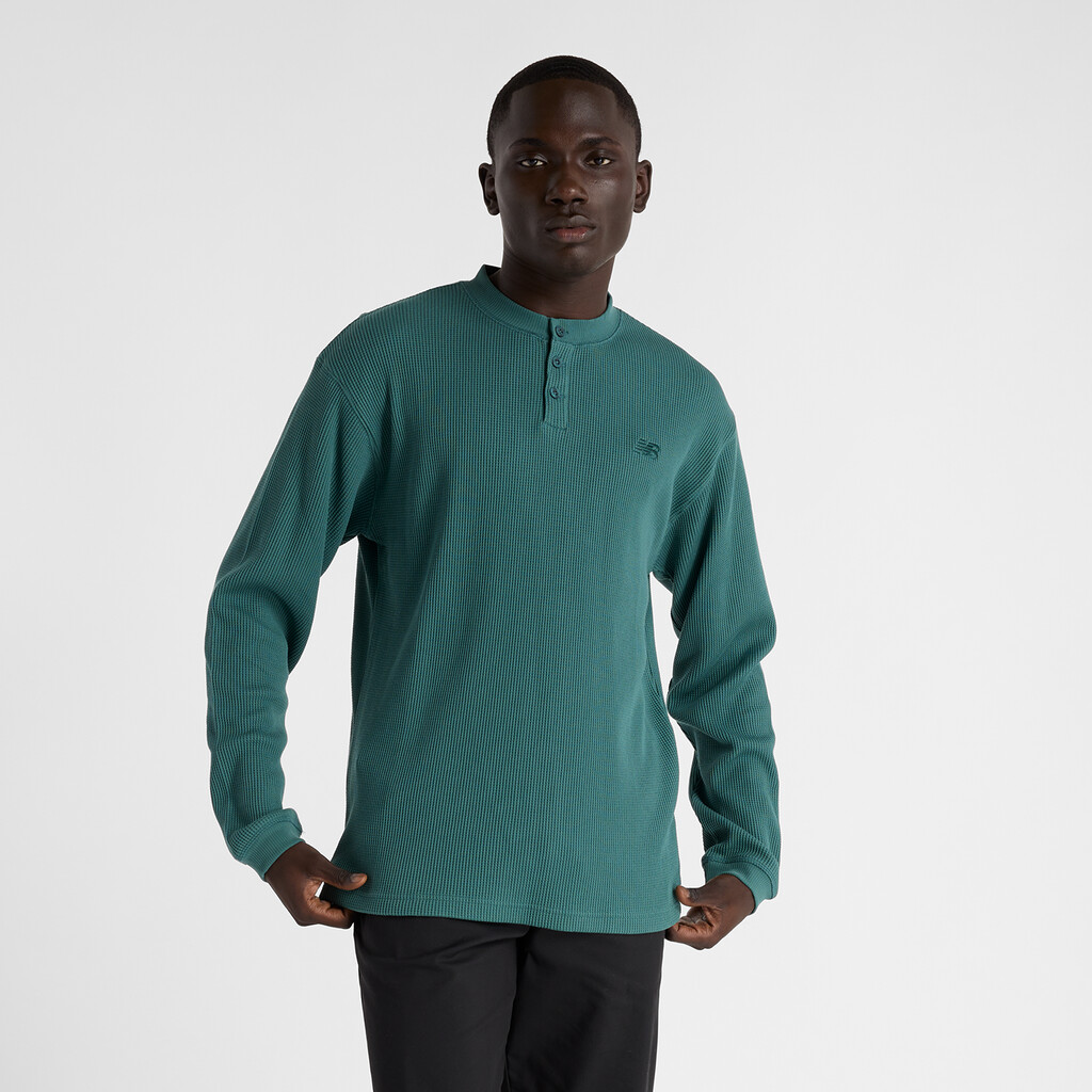 New Balance - Waffle Knit Long Sleeve Henley - new spruce