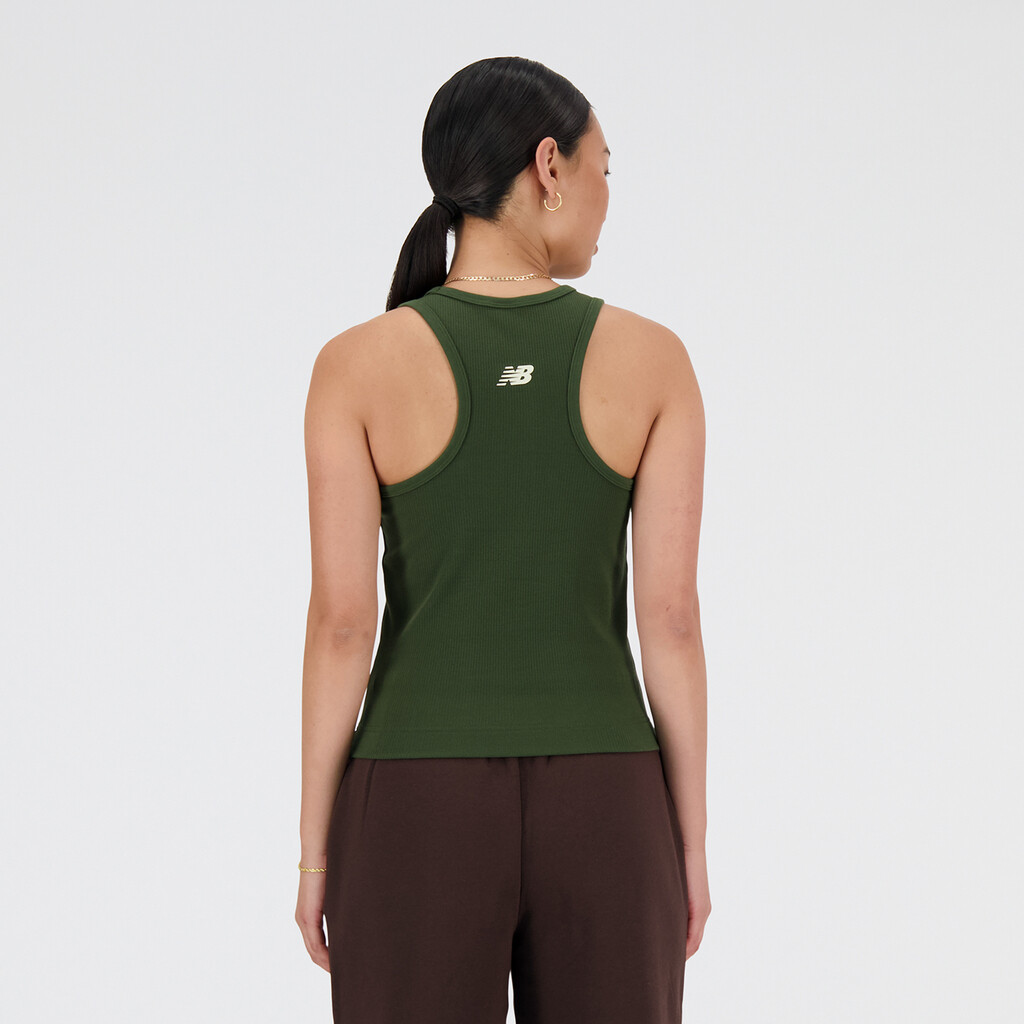 New Balance - W Linear Heritage Rib Knit Racer Tank - kombu