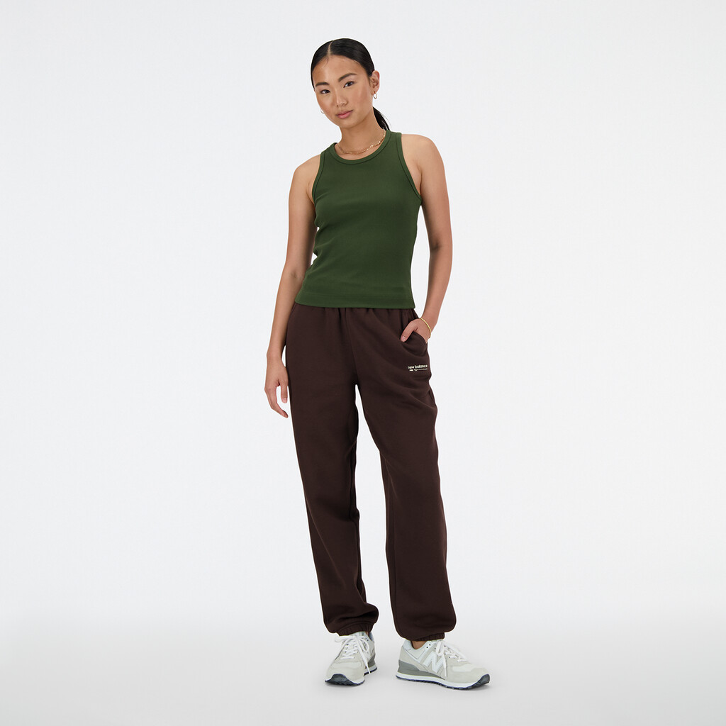 New Balance - W Linear Heritage Rib Knit Racer Tank - kombu