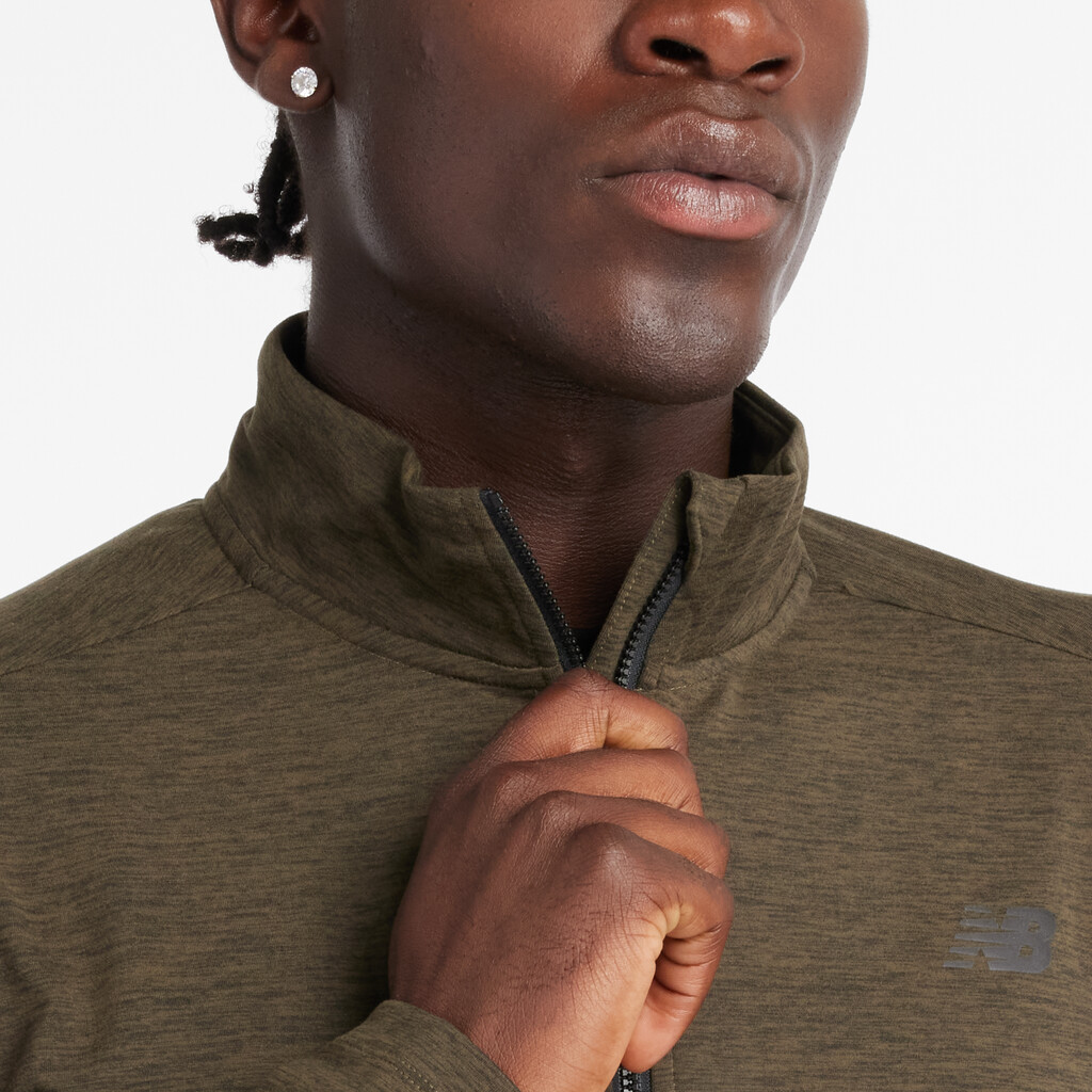 New Balance - Core Space Dye 1/4 Zip - dark moss